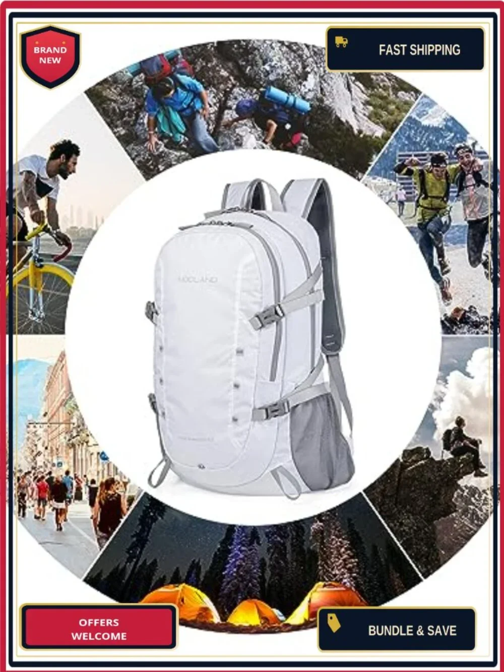 40L Foldable Water-Resistant Ripstop Nylon Backpack Hiking Camping Travel